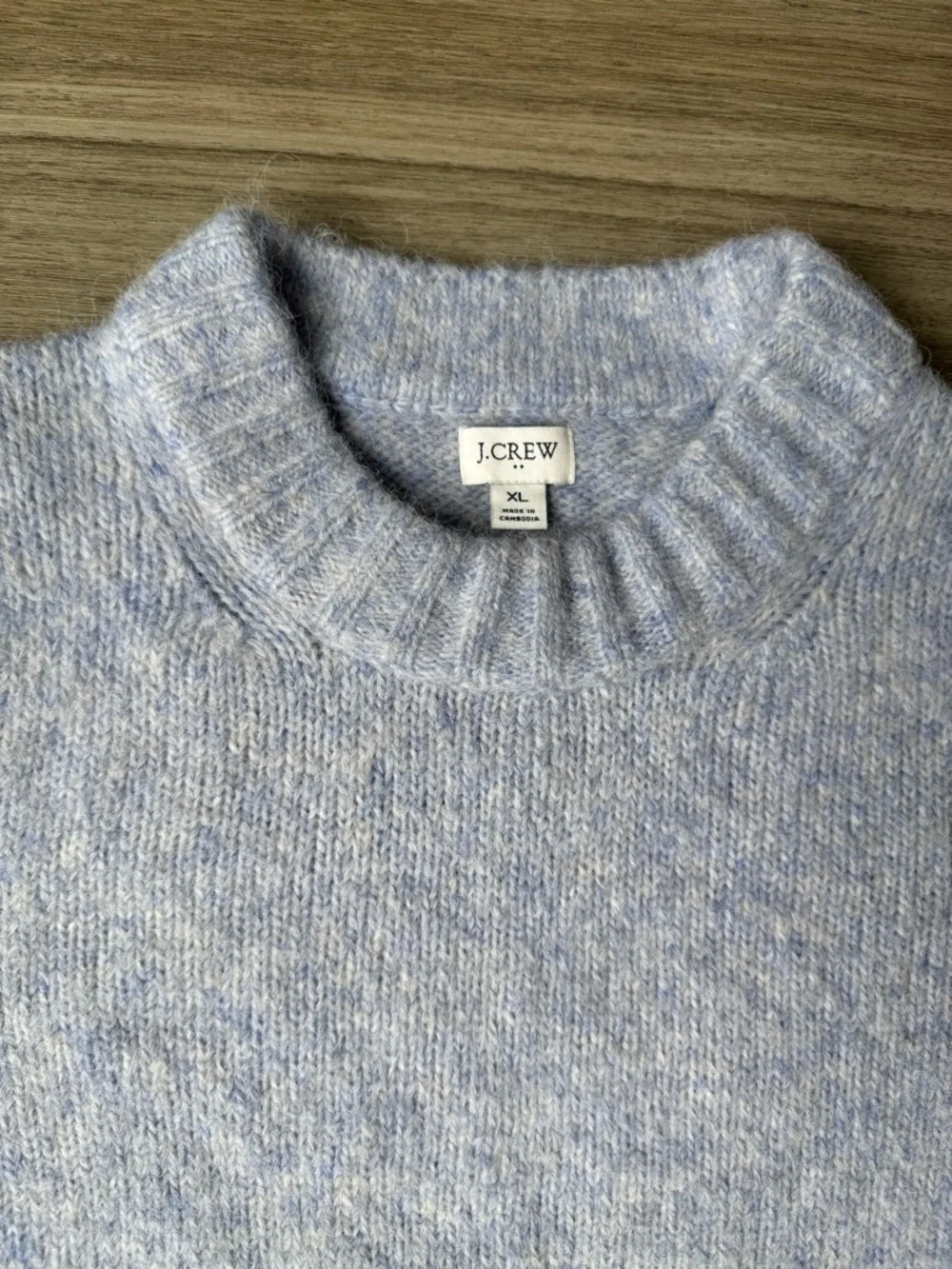 J. Crew Puff-Sleeve Alpaca Blend Crew Neck Sweater Heather Frosted Gray Size XL